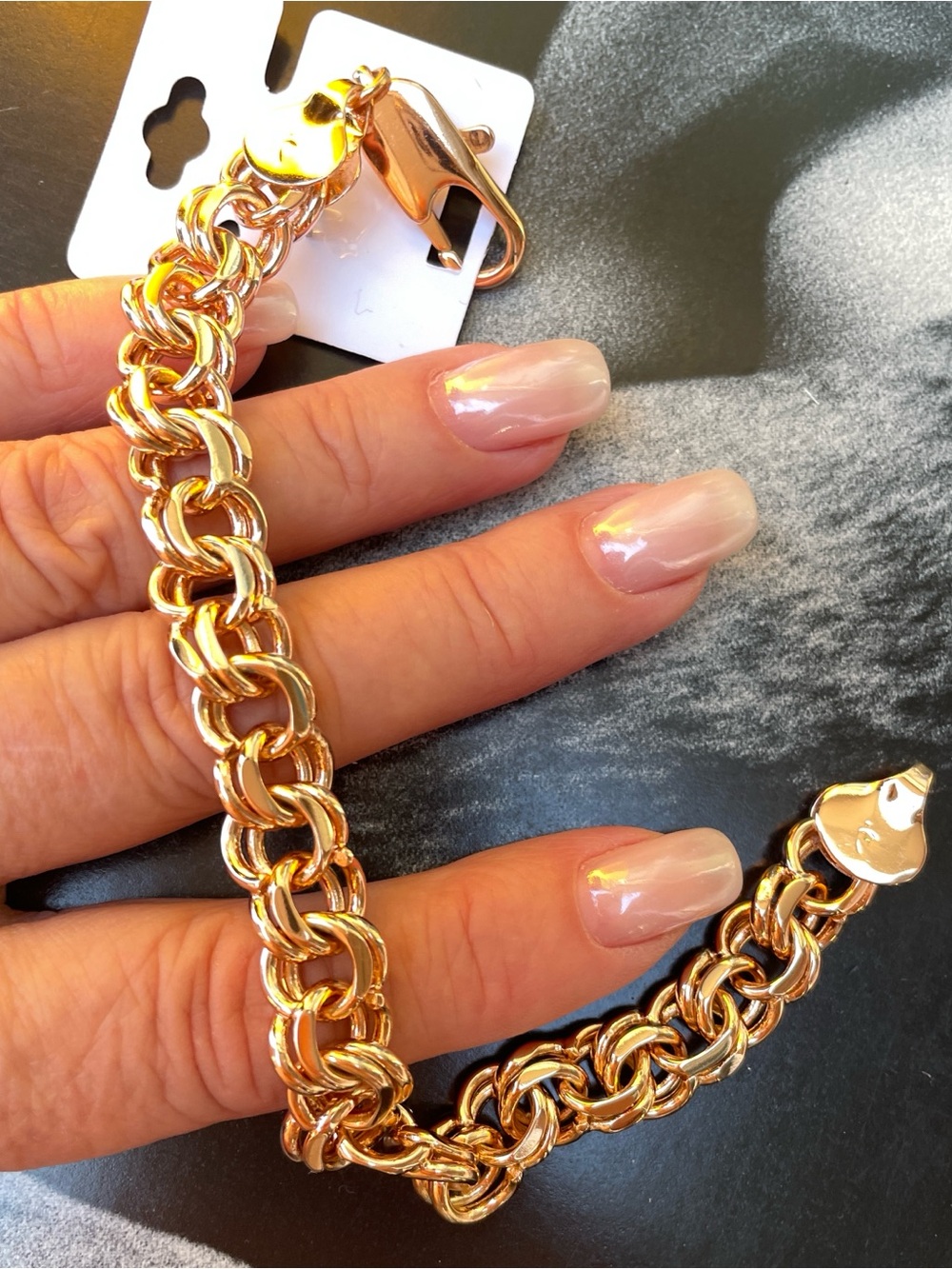9.2” Bismark Gold plated 18k Link Chain Bracelet - Men’s Women’s Jewelry